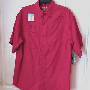 Reel Legends Saltwater II Performance Shirt. UPF 50.  Medium. Raspberry Pink